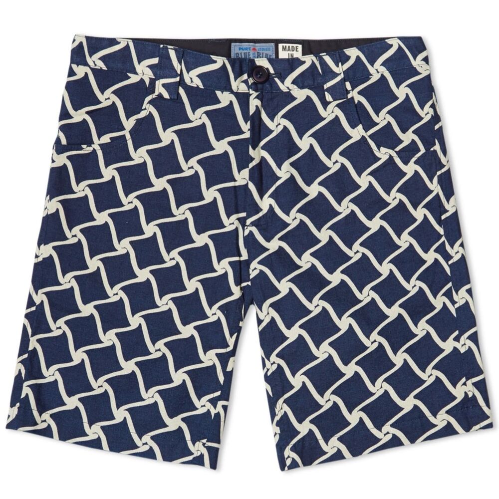 Blue Blue Japan Indigo Japanese Roof Tile Shorts 10” Inseam 3/32 100% Cotton - Picture 3 of 10